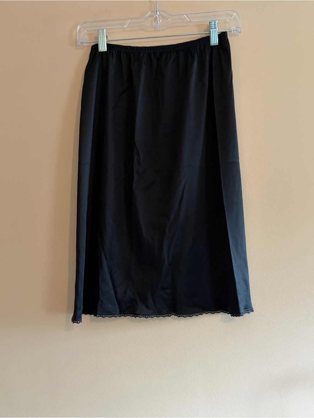 Vintage Black Half Slip Skirt with Lace Hem